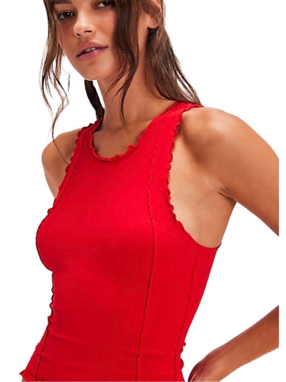 Intimately free people red better this way tank top in cherry red scalloped